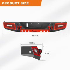 Rear Bumper for 2020-2022 Jeep Gladiator JT with LED Lights & D-Rings-4