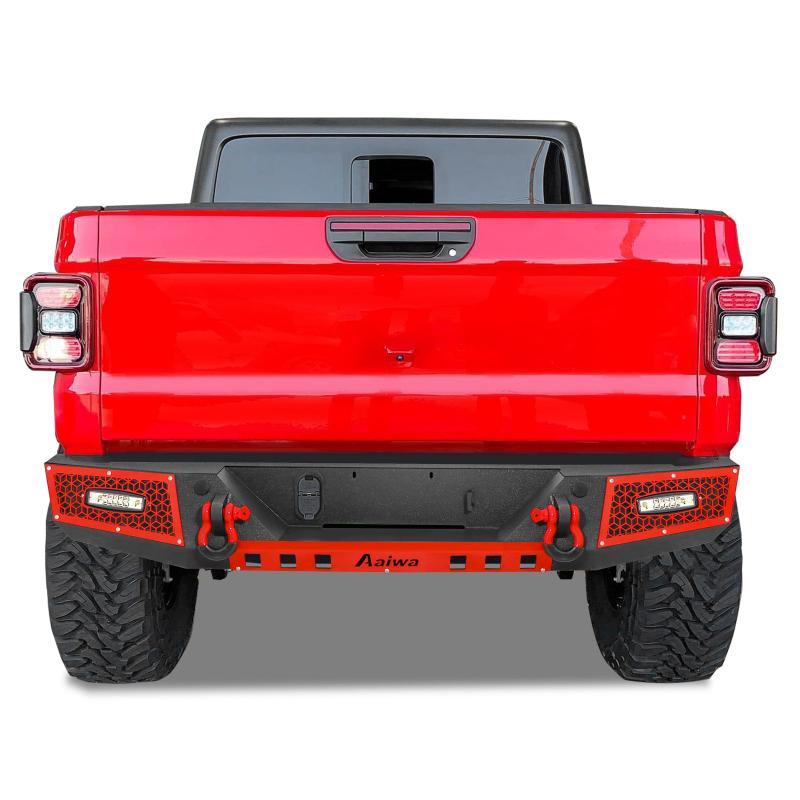 Rear Bumper for 2020-2022 Jeep Gladiator JT with LED Lights & D-Rings-7