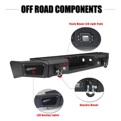 Rear Bumper Compatible with 2007-2013 Chevrolet Silverado 1500 / GMC Sierra 1500 with Sensor Holes and LED Lights-4