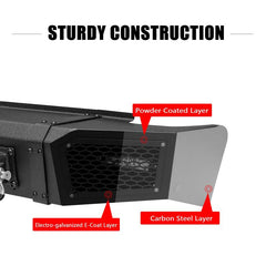 Rear Bumper Compatible with 2007-2013 Chevrolet Silverado 1500 / GMC Sierra 1500 with Sensor Holes and LED Lights-5