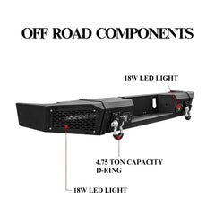 Heavy-duty Steel Rear Bumper for 2010-2018 RAM 2500丨3500 with LED lights & D-Rings & Sensor Holes