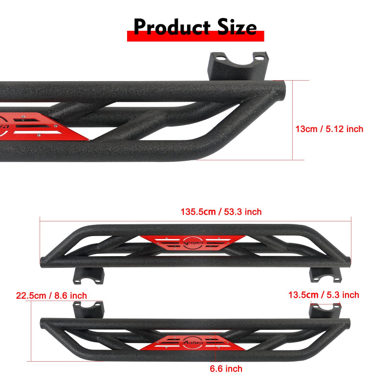 Steel Side Steps for 2007-2018 Wrangler JK 2-Door-7