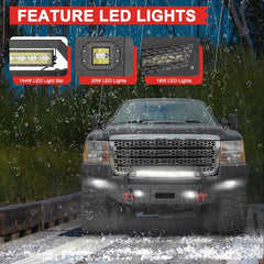 Steel GMC Front Bumper For 2011-2014 GMC Sierra 2500HD/3500HD with Spotlights Bar-3